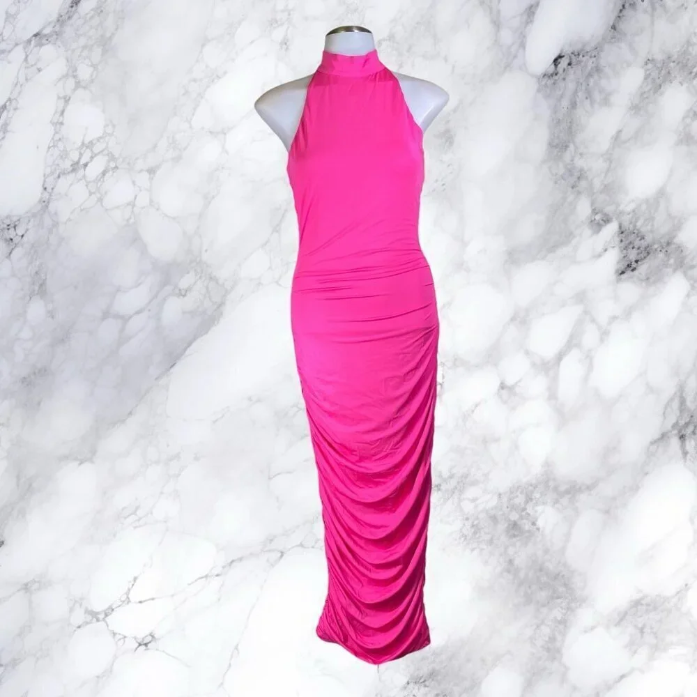 Superdown Mallory High Neck Dress - Hot Pink - Picture 2 of 12